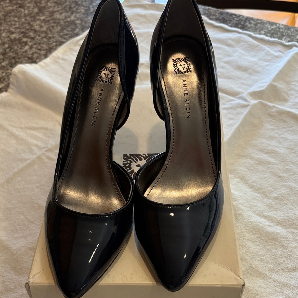 Anne Klein Black Patent Pointed-Toe Heels